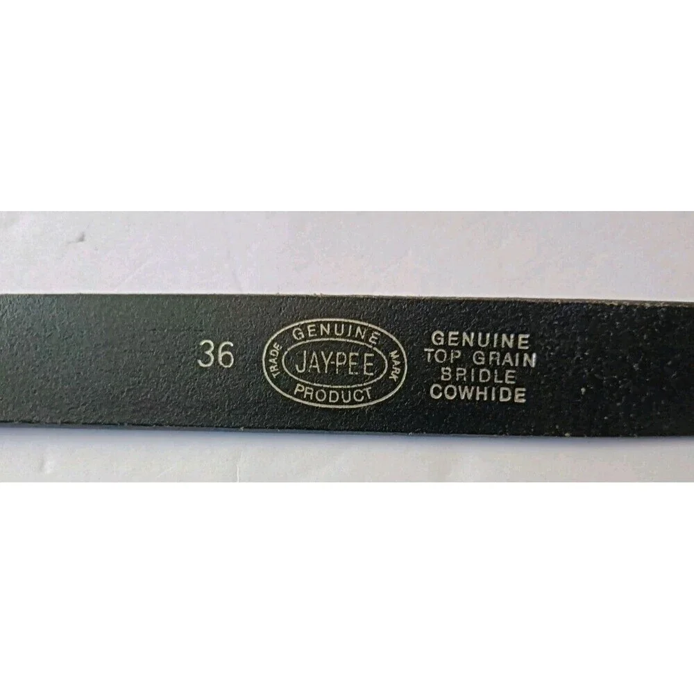 JayPee Top Grain  Leather Belt  Size 36 Black Brass Buckle Men's Bridle Cowhide